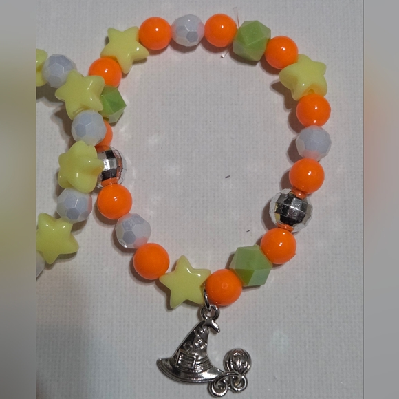 Hand Crafted Witch's Hat Charm Kids Bracelet Set - Orange, Yellow, Green - Picture 4 of 4
